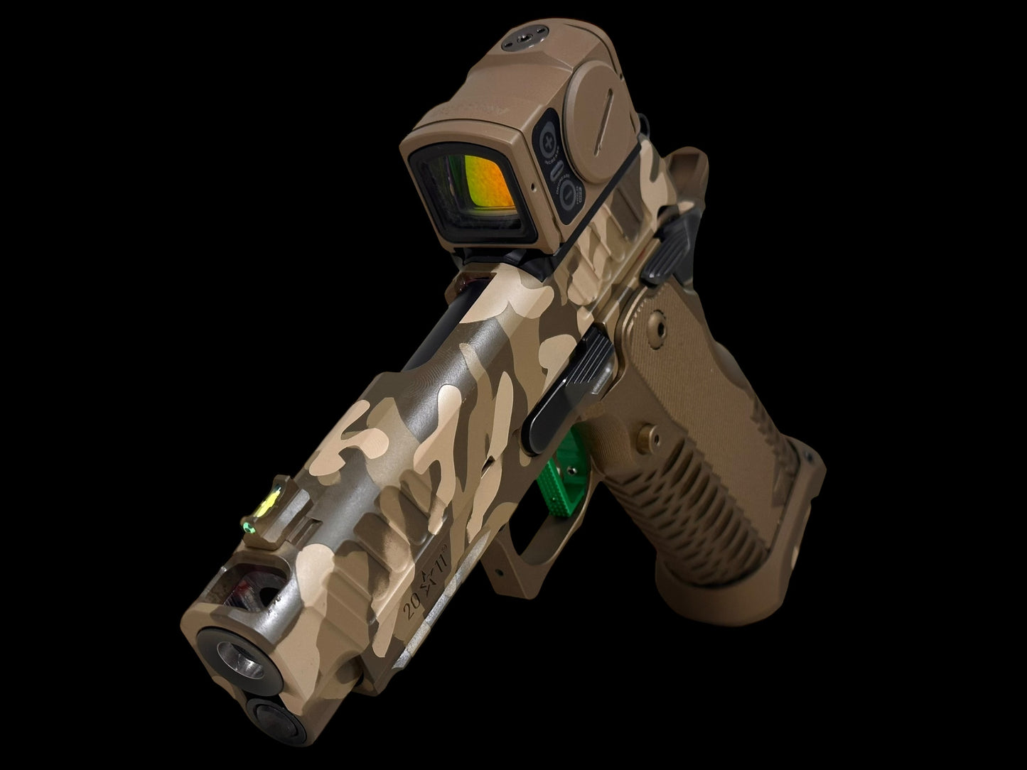 STACCATO CUSTOM C2 PORTED 3.9"
MULTICAM WITH T7 ALUMINUM GRIPS, AIMPOINT ACRO P2 & INFINITY TRIGGER