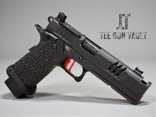 STACCATO XC 2011 5” COMPENSATED WITH DRAGON SCALE GRIPS RED ATLAS TRIGGER AND 5 MAGS (pre owned) MINT