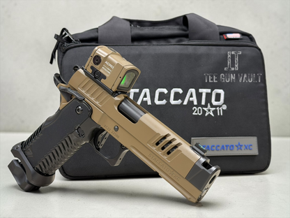 STACCATO XC CUSTOM FDE FINISH WITH T7 ALUMINUM GRIPS ATLAS TRIGGER AND ACRO P2