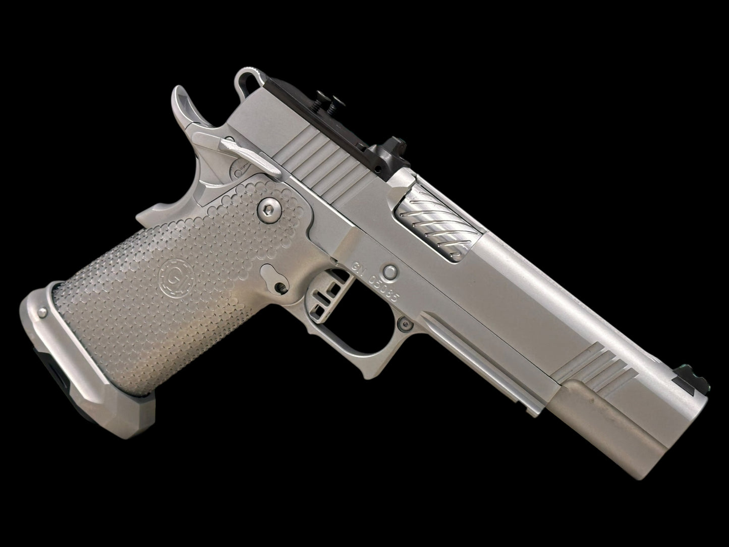 GUNCRAFTER INDUSTRIES DOUBLE STACK 9mm OPTIC READY SILVER PVD WITH ALUMINUM GRIPS