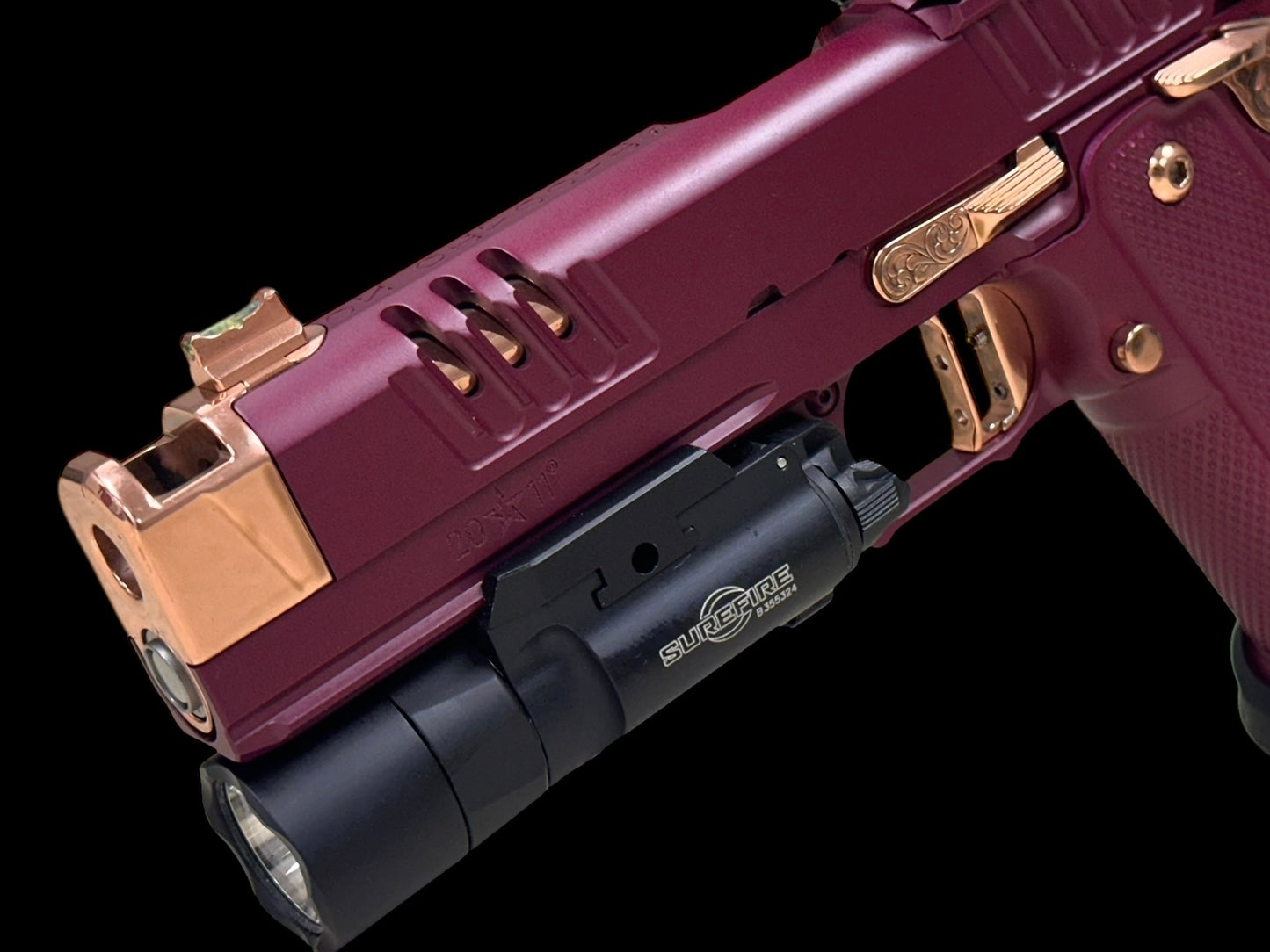 STACCATO CUSTOM XC BLACK CHERRY 18K ROSE GOLD ACCENTS WITH PHOENIX ALUMINUM GRIPS ACRO P2 , X300 (pre owned)