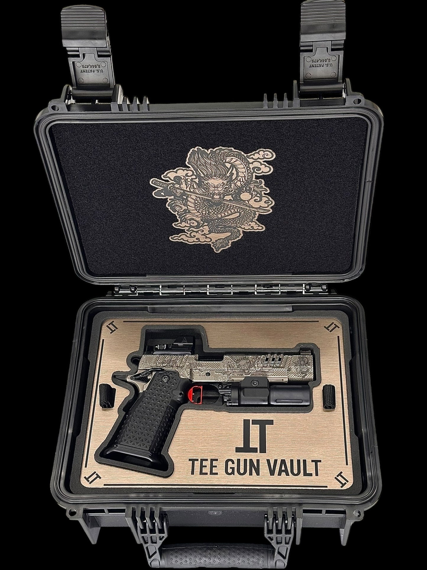 STACCATO CUSTOM XL “LAST SAMURAI” PORTED ATLAS GRIPS AND TRIGGER CHARCOAL POLISHED BLACK DLC