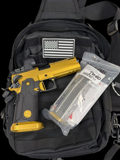 AKAI CUSTOM “DRAGON” PORTED LIMITED EDITION 1 OF 10 GOLD PVD FINISH WITH TRIJICON SRO 9MM