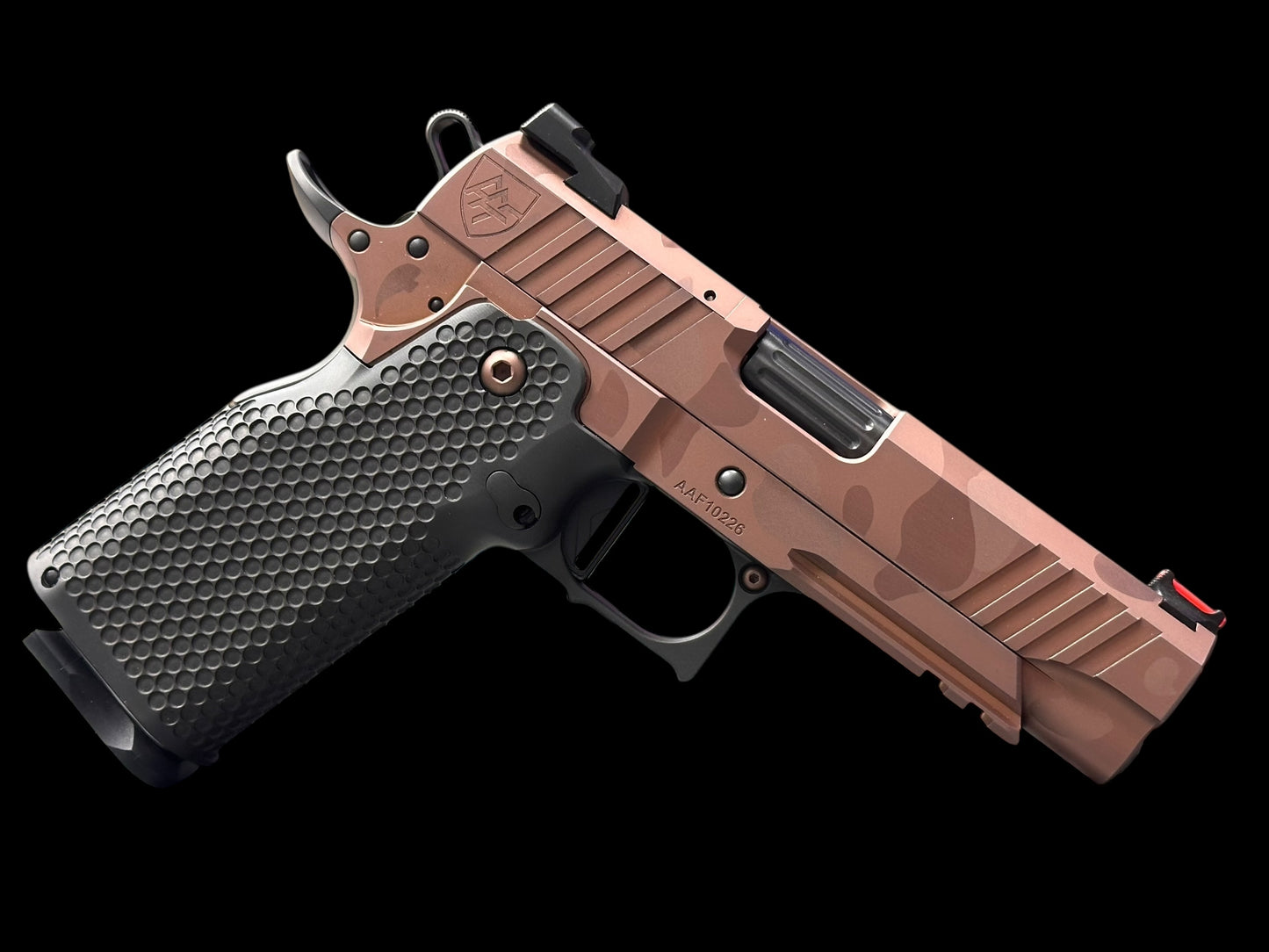 ALPHA AMERICAN AAF4 COMMANDER PORTED 9MM POLISHED ROSE GOLD PVD IOS CUT