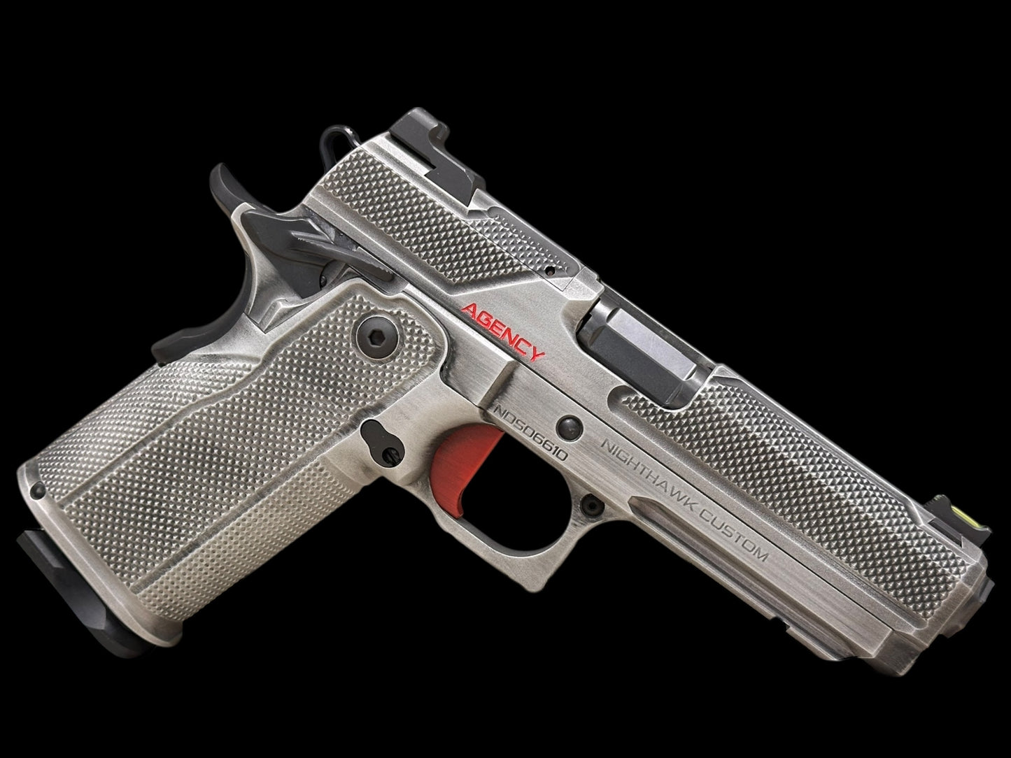 NIGHTHAWK CUSTOM DOUBLE AGENT 9MM DOUBLE STACK RIDDICK FACTORY FINISH WITH RMR OPTIC PLATE. SUPER RARE