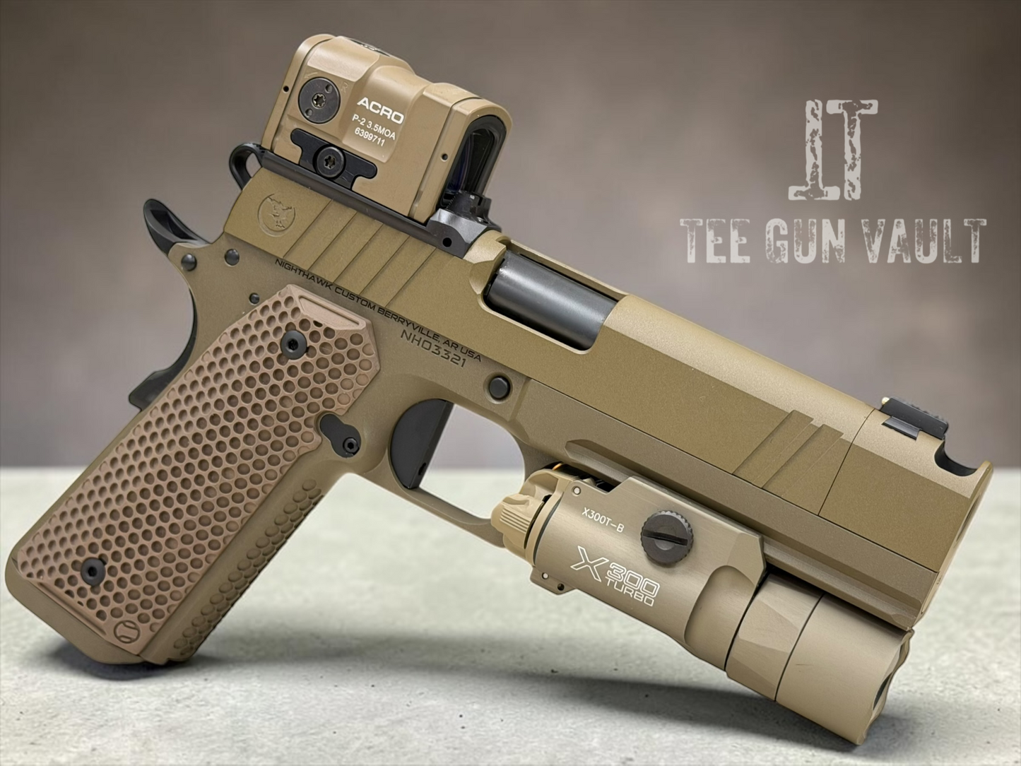 NIGHTHAWK CUSTOM SANDHAWK SINGLE STACK 9mm WITH ACRO P2 AND X300