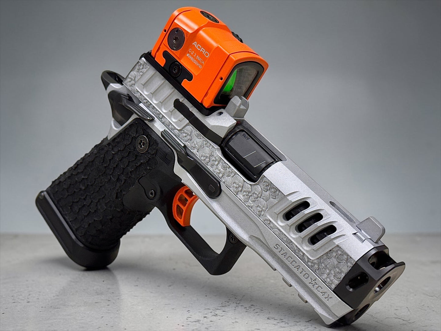 STACCATO CUSTOM HD C4X “VITA FINITA” 4” PORTED + COMPENSATED WITH AIMPOINT ACRO P2