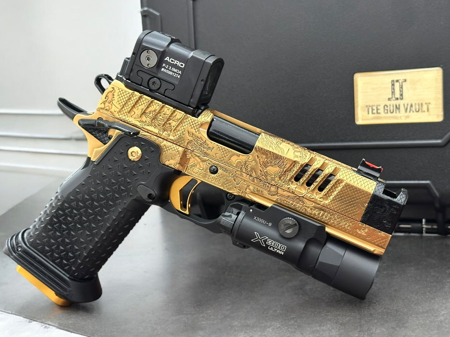STACCATO CUSTOM XC “LAST SAMURAI” GOLD NITRIDE WITH BLACK DLC ACCENTS ATLAS GRIPS