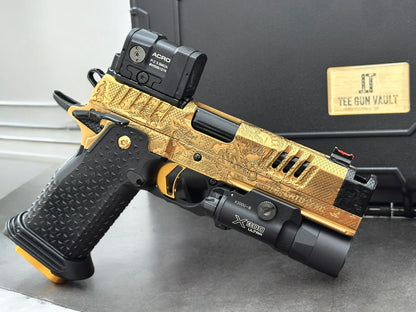 STACCATO CUSTOM XC “LAST SAMURAI” GOLD NITRIDE WITH BLACK DLC ACCENTS ATLAS GRIPS