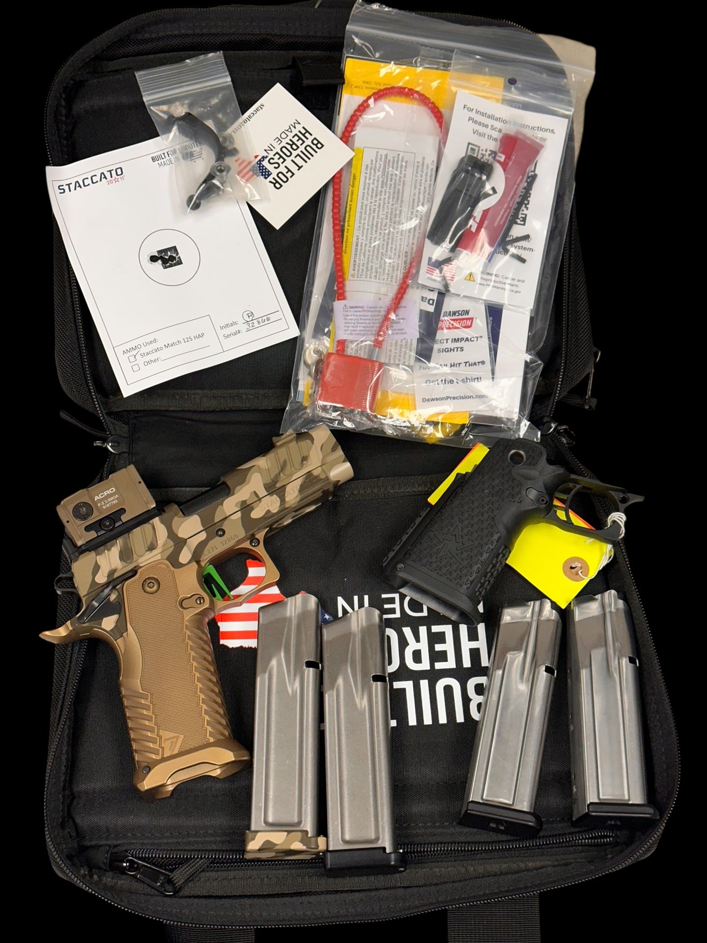 STACCATO CUSTOM C2 PORTED 3.9"
MULTICAM WITH T7 ALUMINUM GRIPS, APE AIMPOINT ACRO P2 & RED DIRT "EDGE" TRIGGER