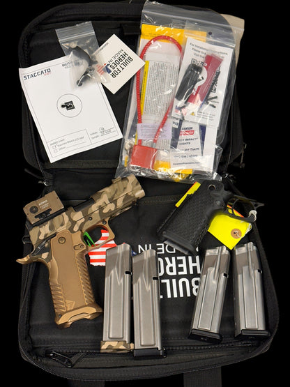 STACCATO CUSTOM C2 PORTED 3.9"
MULTICAM WITH T7 ALUMINUM GRIPS, APE AIMPOINT ACRO P2 & RED DIRT "EDGE" TRIGGER