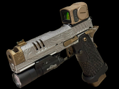 STACCATO CUSTOM XC “TRIBAL DRAGON” ENGRAVED IN GRAY/BRONZE WITH ACRO P2 & X300