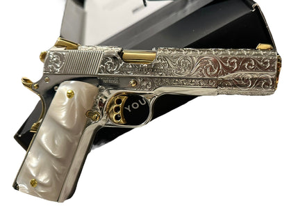 SPRINGFIELD GARRISON FULLY ENGRAVED POLISHED AND NICKEL & 24K GOLD PLATED