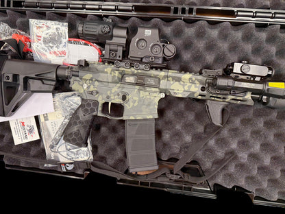 MUSTANG ARMAMENT 5.56 “CHESTY” GREY CAMO 8” CUSTOM BILLET.