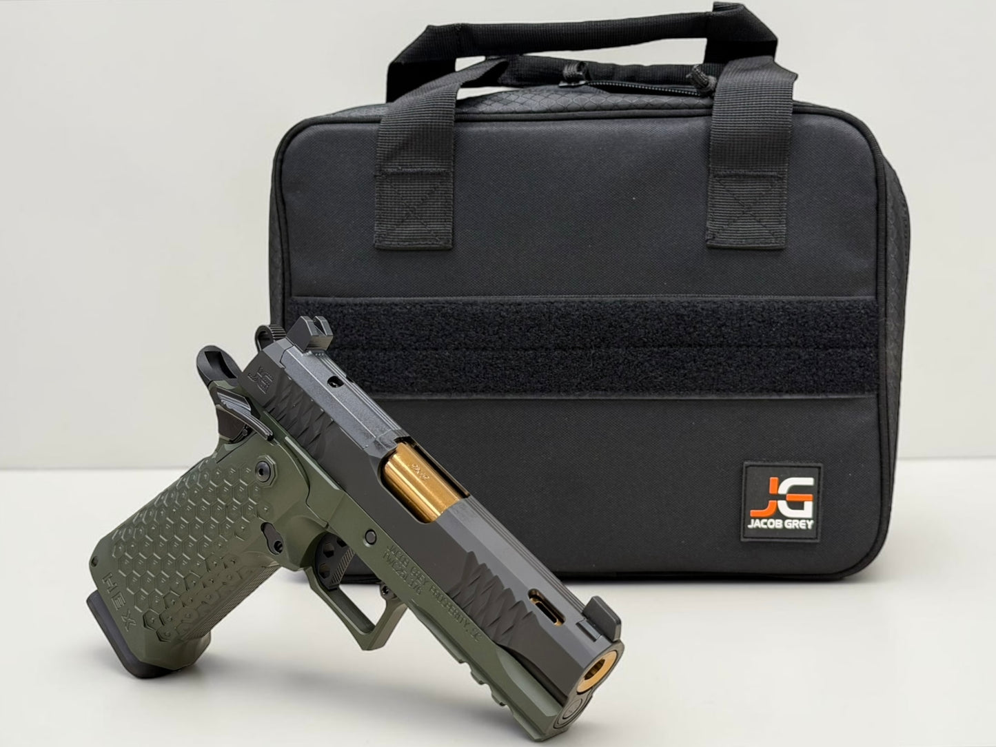 JACOB GREY HEX DUTY GREEN 4.25” PORTED ROSE GOLD BARREL 9mm
