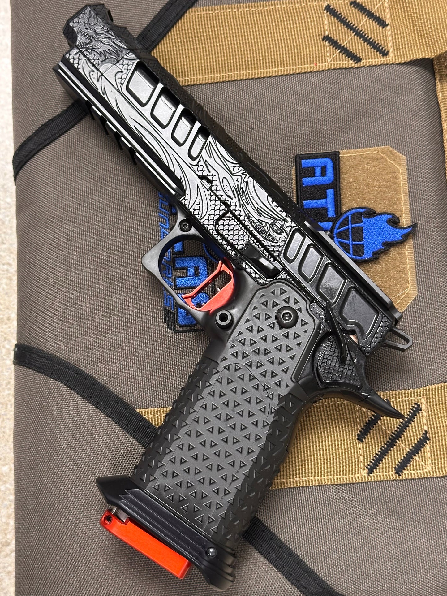 ATLAS GUNWORKS EREBUS V2 BLACK “TRIBAL DRAGON” RED TRIGGER