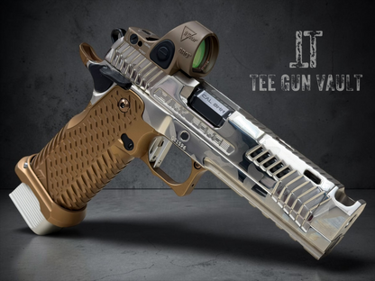 DARK FORGE REAPER PORTED COMP POLISHED NICKEL CAMO WITH T7 GRIP AND EDGE TRIGGER