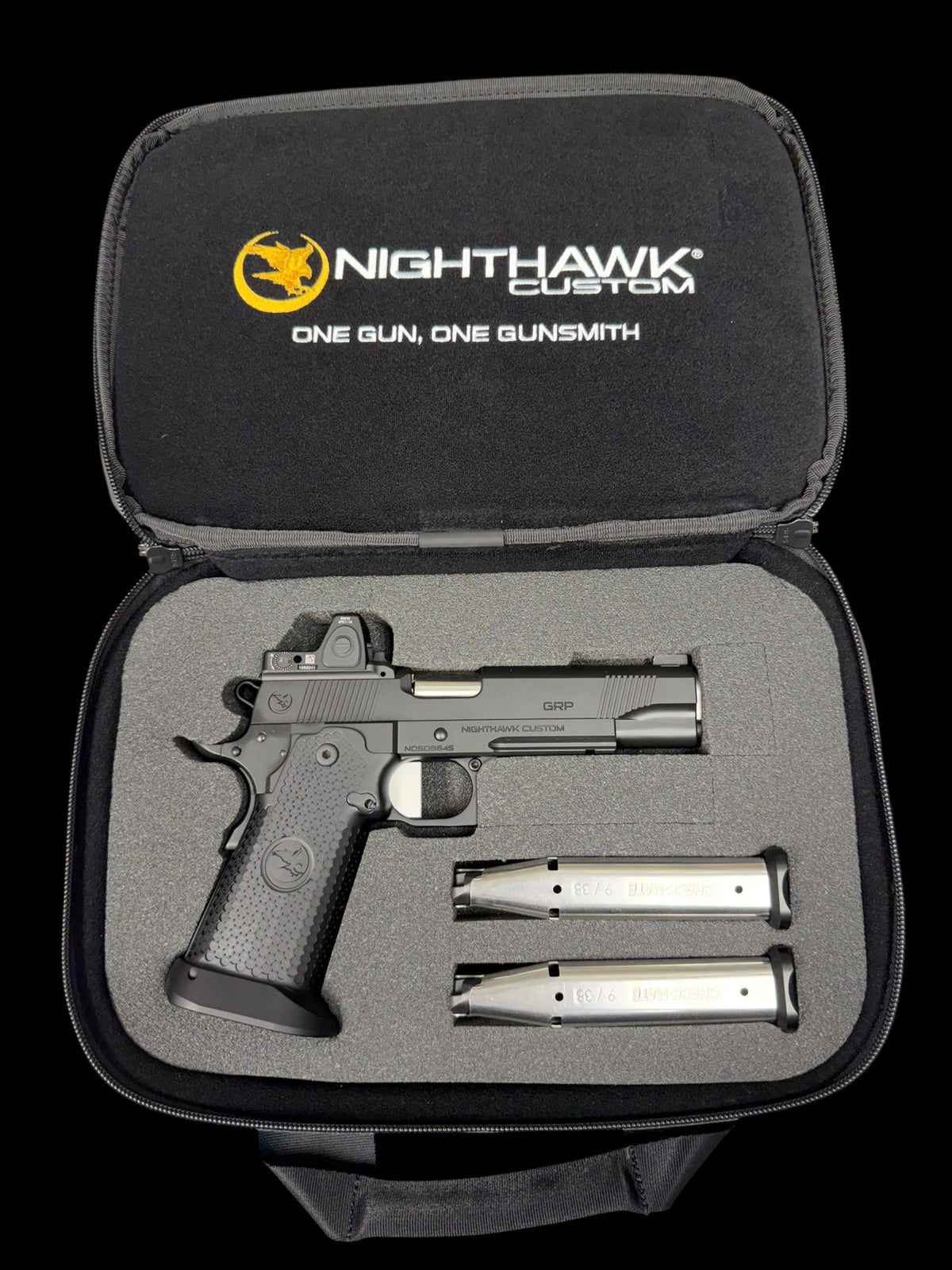 NIGHTHAWK CUSTOM GRP DOUBLE STACK WITH TRIJICON RMR AND MAGWELL
