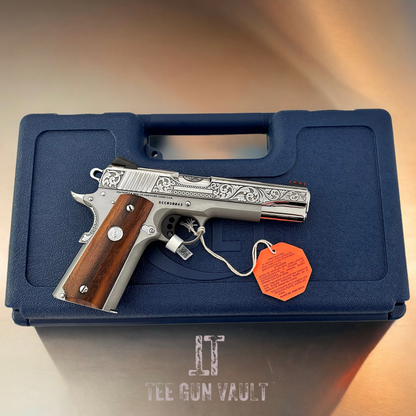 COLT CUSTOM 1911 ENGRAVED HIGH POLISHED MIRROR FINISH NICKEL PLATED
