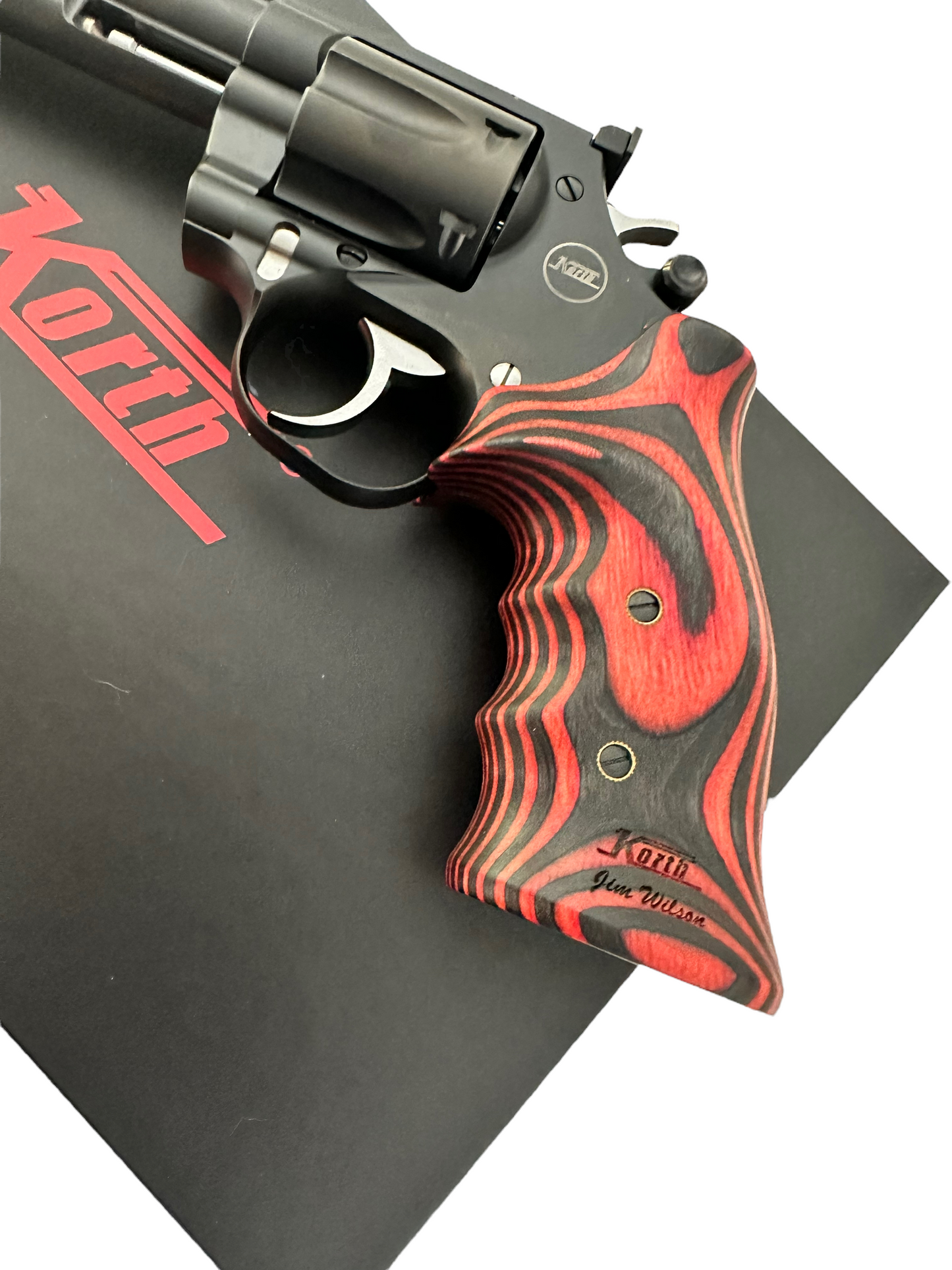 Nighthawk custom Korth Mongoose 5.25" .357 357 Magnum, 5.25", Custom Double Action Red/Black grips