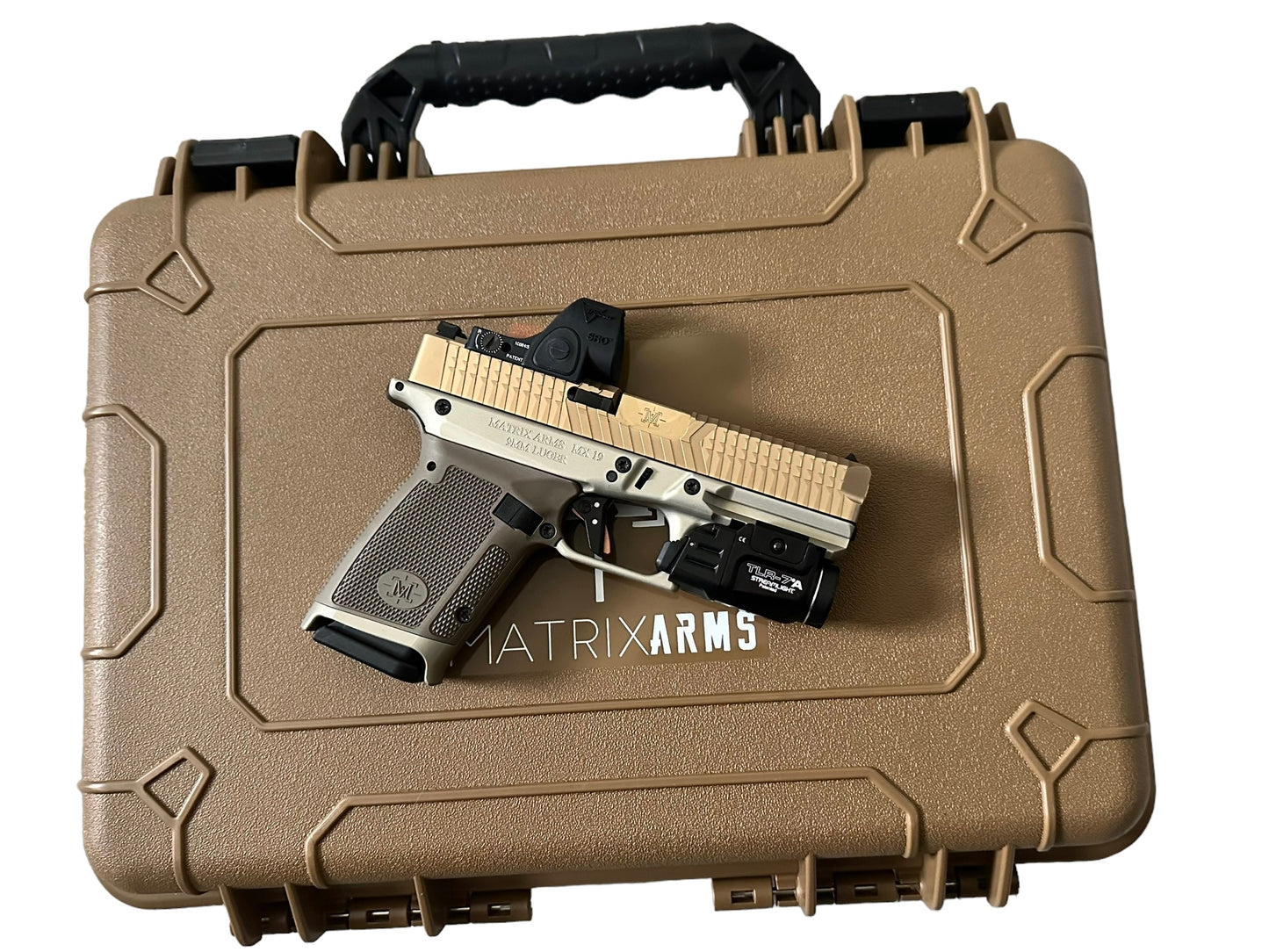 MATRIX ARMS MX19 FDE ALUMINUM FRAME GOLD BARREL SRO/TLR7A