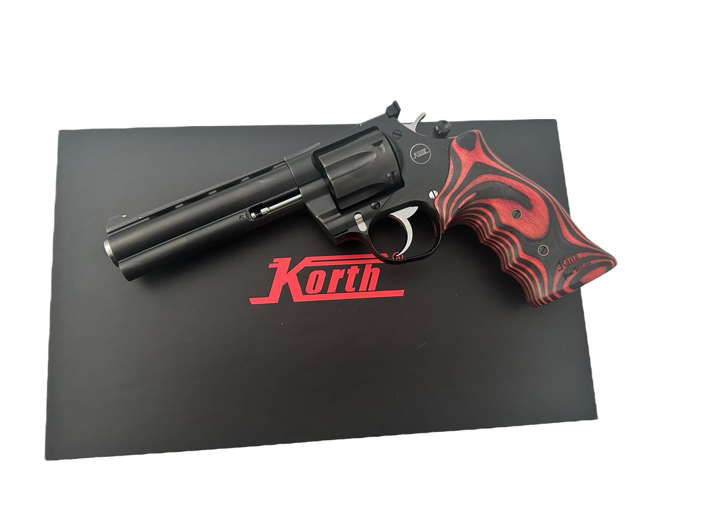 Nighthawk custom Korth Mongoose 5.25" .357 357 Magnum, 5.25", Custom Double Action Red/Black grips