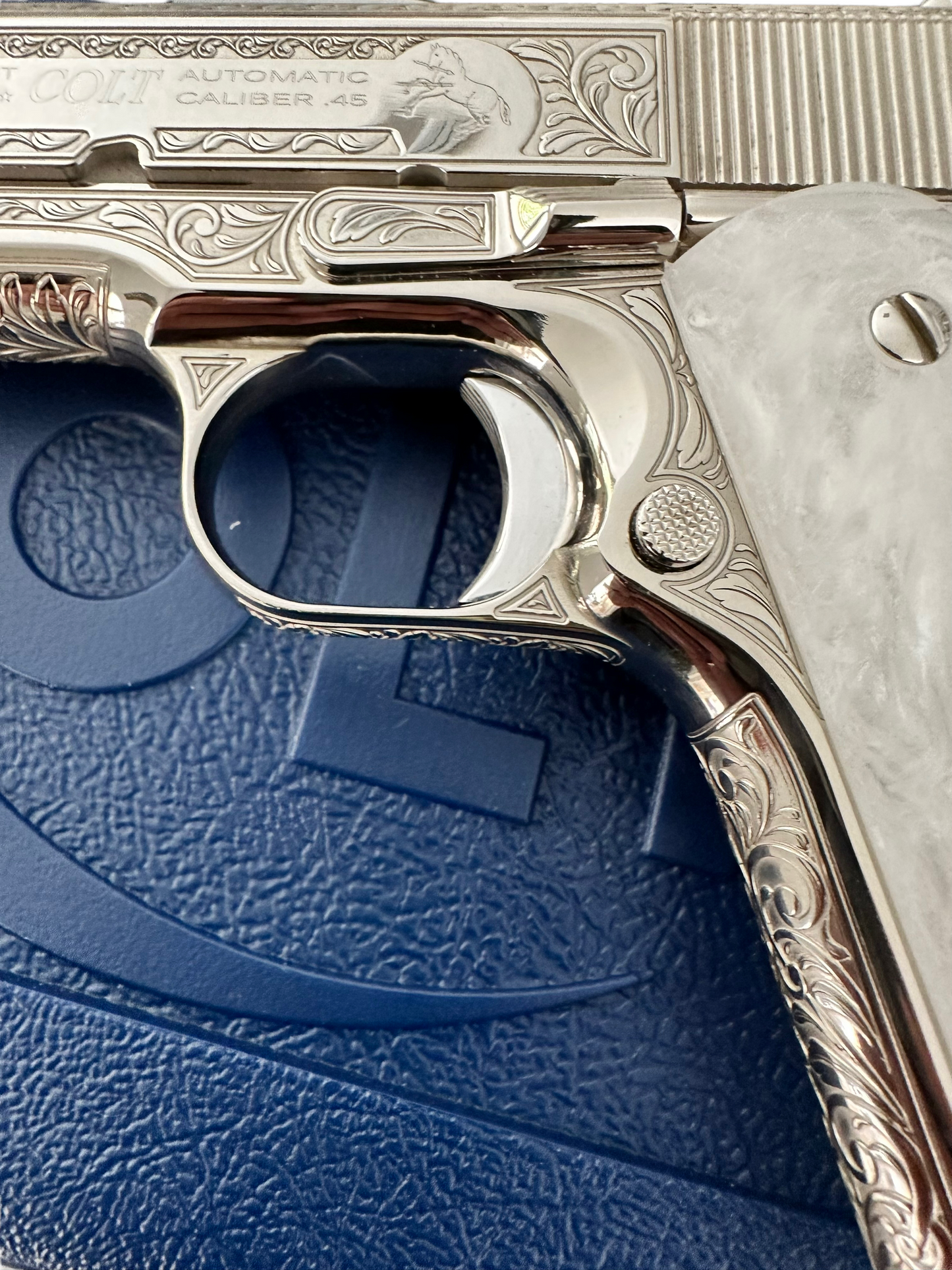 Colt Custom 1911 Government fully engraved high polished and nickel plated