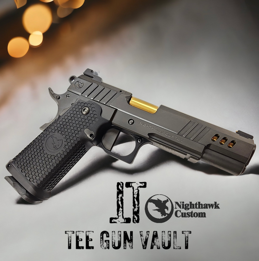 NIGHTHAWK CUSTOM PRESIDENT 9MM DOUBLE STACK IOS CUT 5” GOLD TIN BARREL