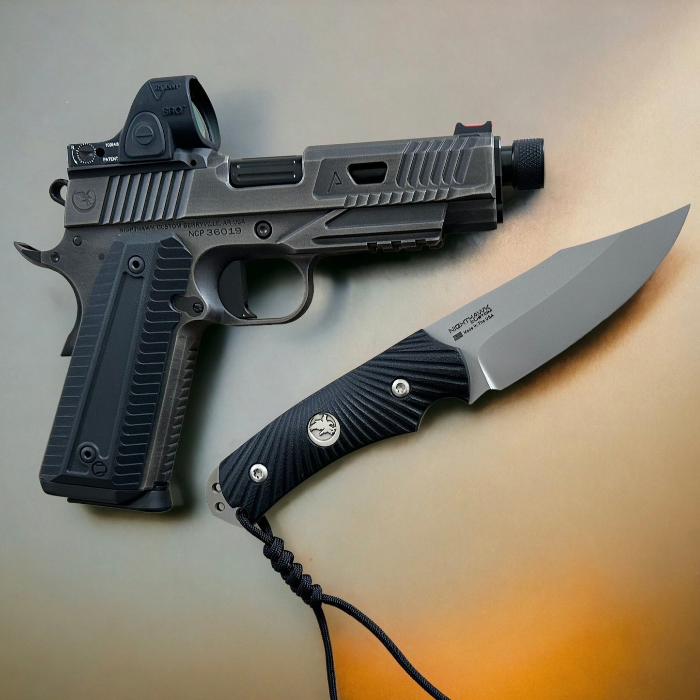 NIGHTHAWK AGENT 2 COMMANDER .45ACP THREADED BARREL WITH SRO AND KNIFE