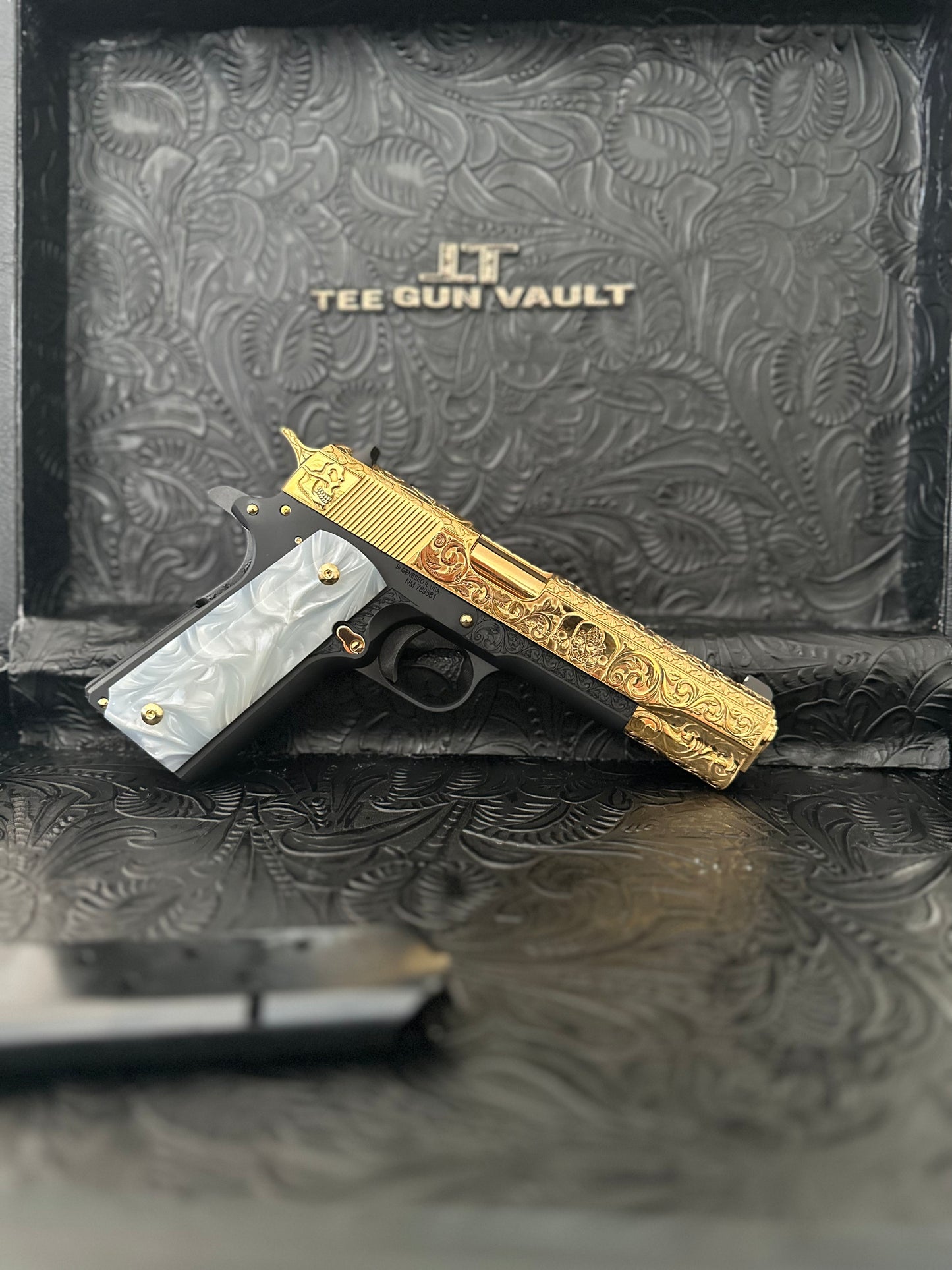 SPRINGFIELD ARMORY 1911 MIL SPEC 45ACP 24k GOLD PLATED AND FULLY ENGRAVED