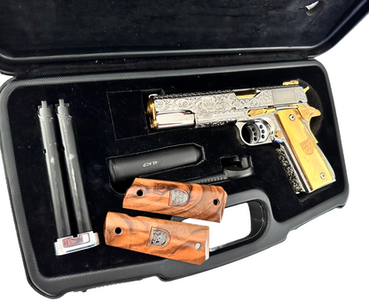 ARSENAL DOUBLE BARREL STANDARD CUSTOM WITH RARE DISPLAY CASE 1 OF 1 45ACP (PRE OWNED)
