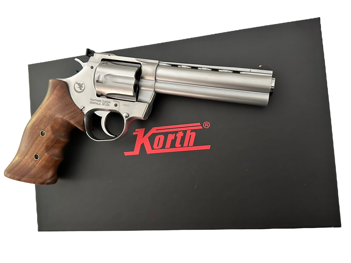 NIGHTHAWK CUSTOM KORTH MONGOOSE REVOLVER 5.25” SILVER .357 MAGNUM