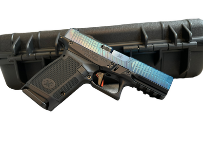MATRIX ARMS MX19 GLOCK ENIGMA BLUE SLIDE , ALUMINUM BLACK FRAME WITH IOS