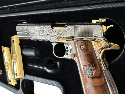 ARSENAL DOUBLE BARREL STANDARD CUSTOM WITH RARE DISPLAY CASE 1 OF 1 45ACP (PRE OWNED)