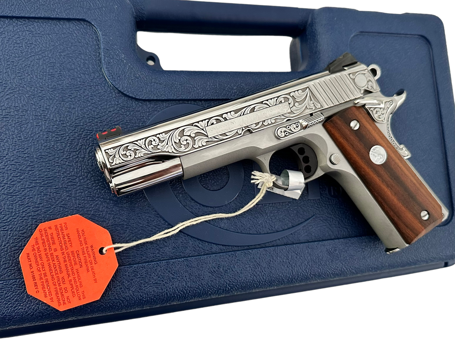 COLT CUSTOM 1911 ENGRAVED HIGH POLISHED MIRROR FINISH NICKEL PLATED