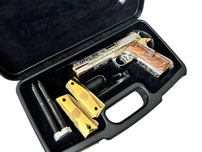ARSENAL DOUBLE BARREL STANDARD CUSTOM WITH RARE DISPLAY CASE 1 OF 1 45ACP (PRE OWNED)