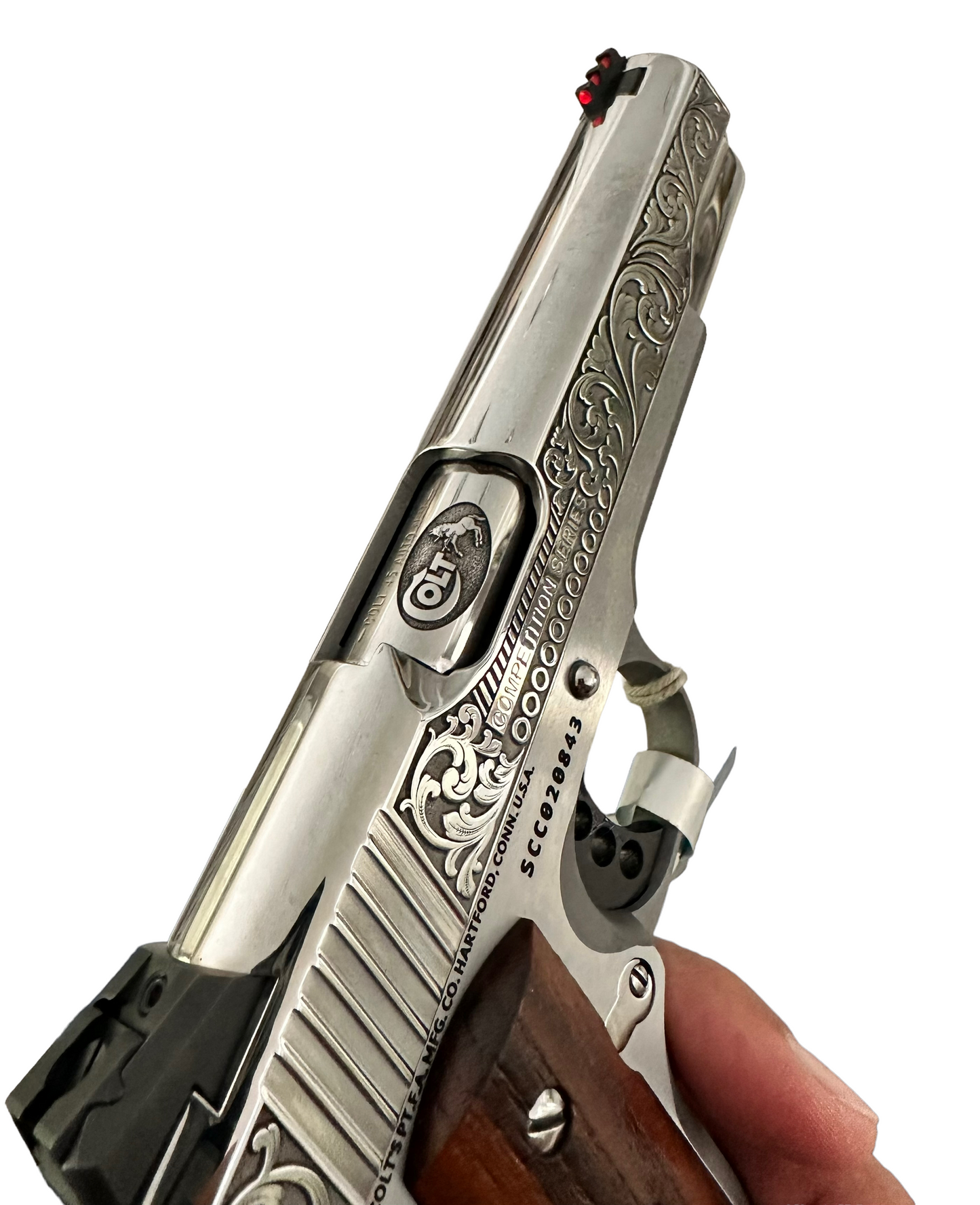 COLT CUSTOM 1911 ENGRAVED HIGH POLISHED MIRROR FINISH NICKEL PLATED