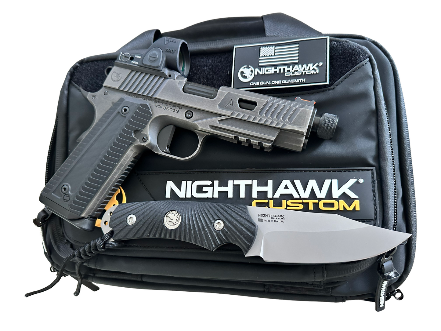 NIGHTHAWK AGENT 2 COMMANDER .45ACP THREADED BARREL WITH SRO AND KNIFE