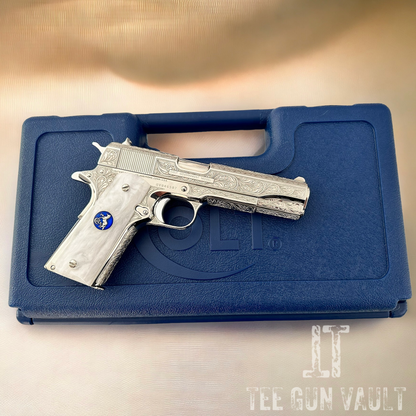 COLT CUSTOM 1911 GOVERMENT FULLY ENGRAVED HIGH POLISHED & NICKLE PLATED