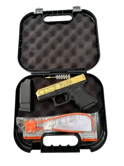 CUSTOM GLOCK 26 GEN 3 FULLY ENGRAVED AND 24K GOLD PLATED SLIDE MAYAN AZTEC
