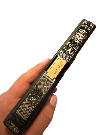 GLOCK 17 CUSTOM ENGRAVED WITH BLUE FINISH SLIDE ZAPATA DEEP ENGRAVED ZEV BARREL , AGENCY TRIGGER