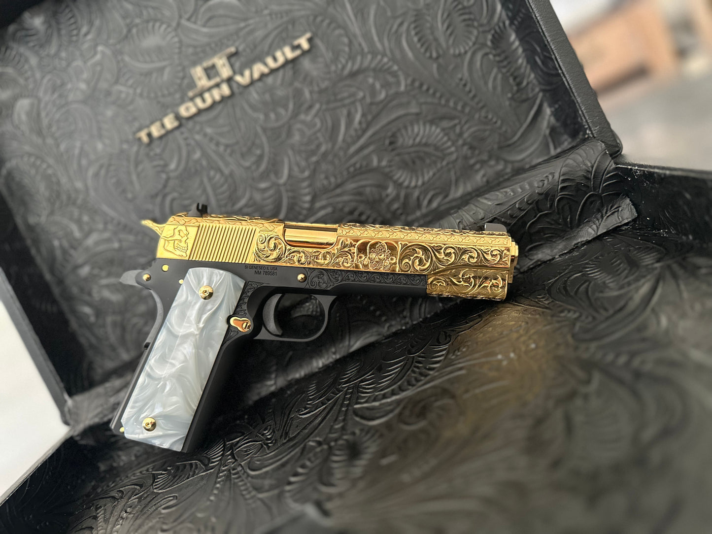 SPRINGFIELD ARMORY 1911 MIL SPEC 45ACP 24k GOLD PLATED AND FULLY ENGRAVED