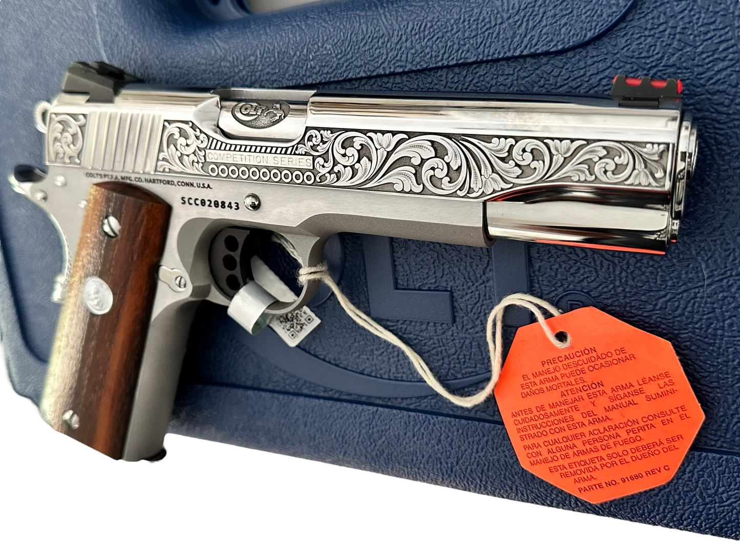 COLT CUSTOM 1911 ENGRAVED HIGH POLISHED MIRROR FINISH NICKEL PLATED