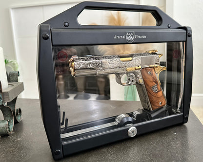 ARSENAL DOUBLE BARREL STANDARD CUSTOM WITH RARE DISPLAY CASE 1 OF 1 45ACP (PRE OWNED)