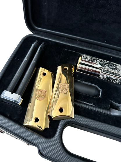 ARSENAL DOUBLE BARREL STANDARD CUSTOM WITH RARE DISPLAY CASE 1 OF 1 45ACP (PRE OWNED)