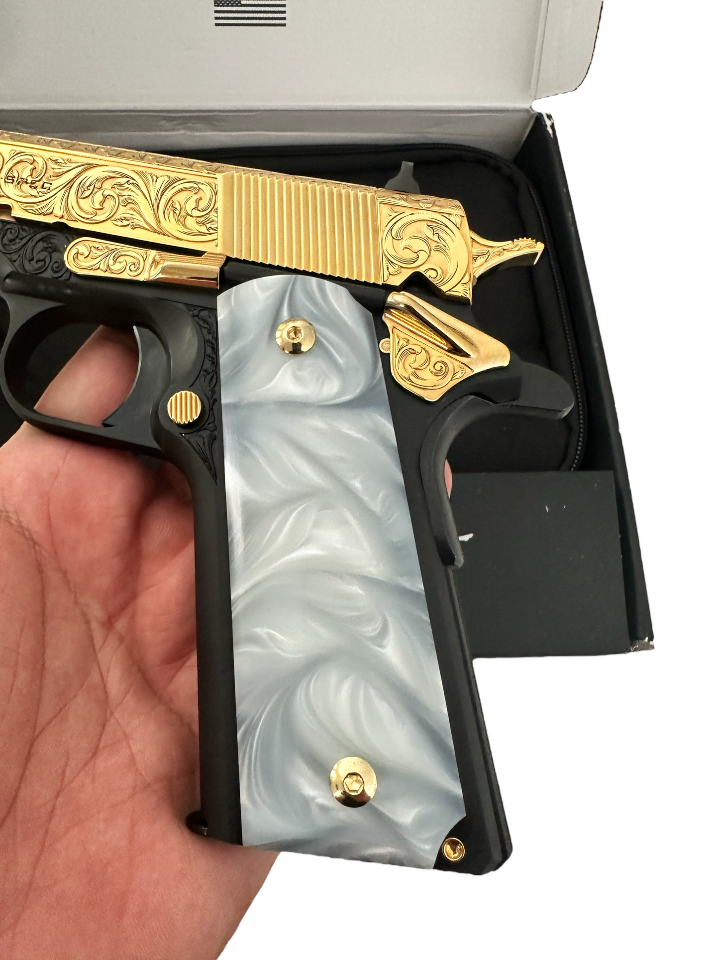 SPRINGFIELD ARMORY 1911 MIL SPEC 45ACP 24k GOLD PLATED AND FULLY ENGRAVED