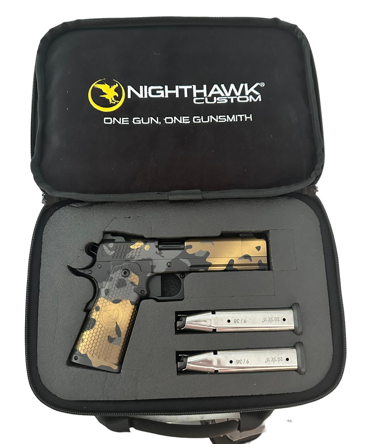 NIGHTHAWK CUSTOM TRS COMP HALO CAMO FINISH 9MM DOUBLE STACK