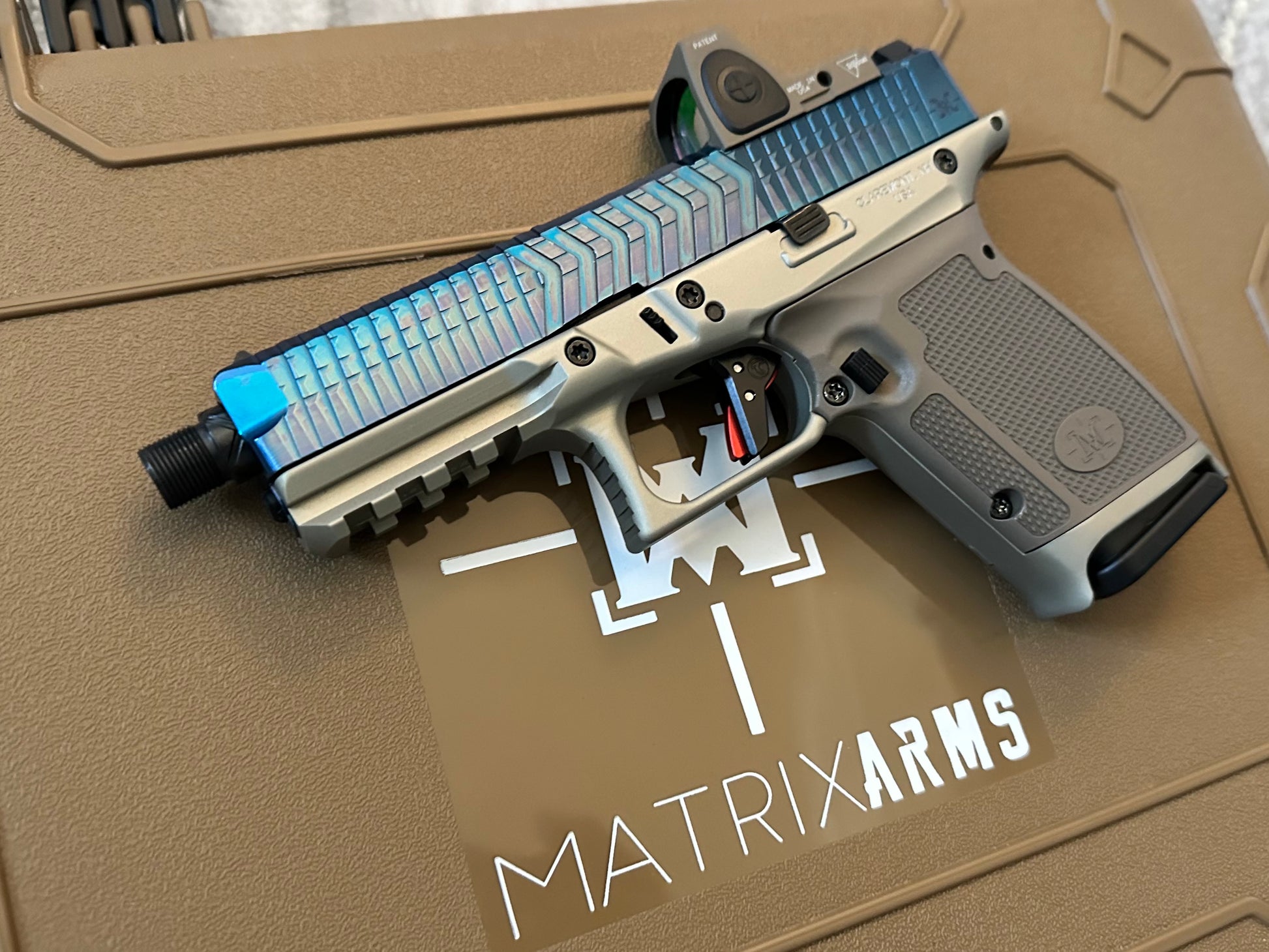 GLOCK 19 MX19 ELITE MATRIX ARMS ENIGMA BLUE THREADED BARREL TRIJICON R ...
