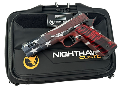 NIGHTHAWK CUSTOM PRESIDENT HILLBILLY 223 CERAKOTE W/ ELDER BURL WOOD GRIPS NIB! .45 ACP