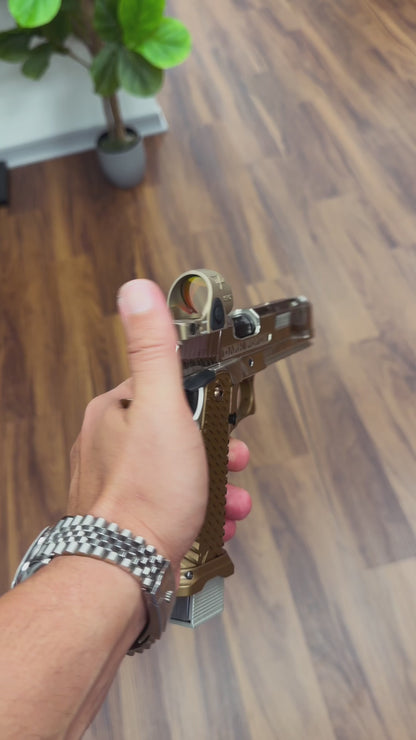 DARK FORGE REAPER PORTED COMP POLISHED NICKEL CAMO WITH T7 GRIP AND EDGE TRIGGER